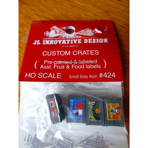 HO Scale Custom Crates Fruit and Food Series -- Small (Gray) Assorted