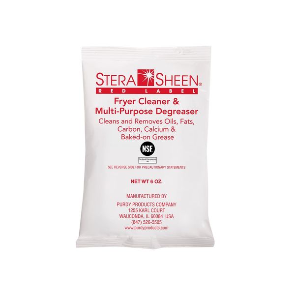 Stera Sheen - Red Label Fryer Cleaner and Degreaser - Cleaning Powder for Commercial & Propane Deep Fryers - Works for Degreasing Fryers, Fry Baskets, Concrete & Tile Floors - 6 oz Packets (24 count)