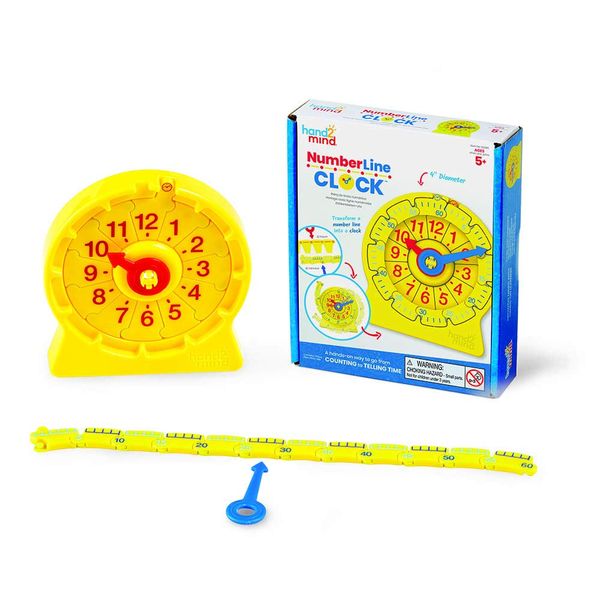 Learning Resources 24-Hour Number Line Clock Single Student Set, Yellow