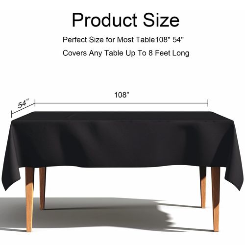 Oliomp 6 Pack Premium Black Tablecloths 54" x 108" Plastic Table Cloth Disposable for Rectangle Tables Suitable for Party Birthday and Waterproof Table Cloths Light Weight Table Cover (Black)