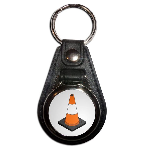 BadgeBeast.co.uk Traffic Cone - Black Plastic Medallion Key Ring