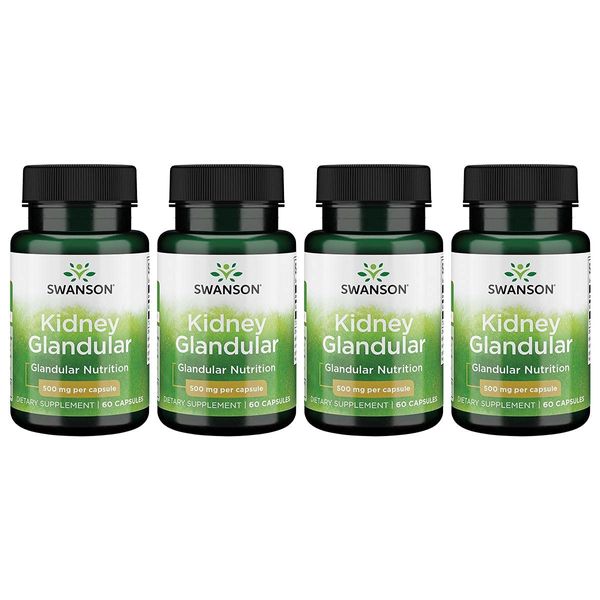 Swanson Kidney Glandular 500 mg 60 Caps 4 Pack