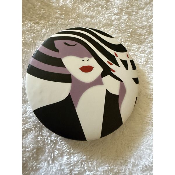 3" Lady With Stripe Hat  Makeup Round Compact Mirror ~ Great Gift Idea