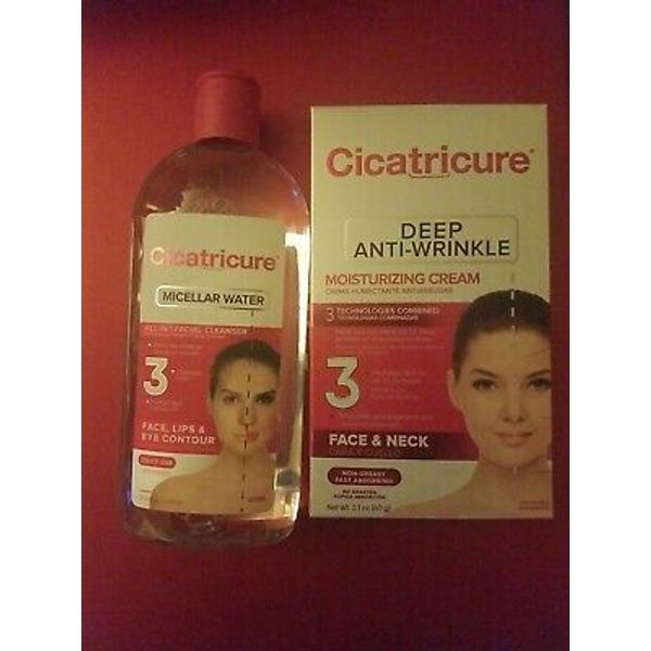 2 PACK CICATRICURE DEEP ANTI WRINKLE MOISTURIZING CREAM & MISCELLAR WATER