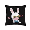 Bunny In A Mask Egg Hunting Easter Day 2021 Throw Pillow
