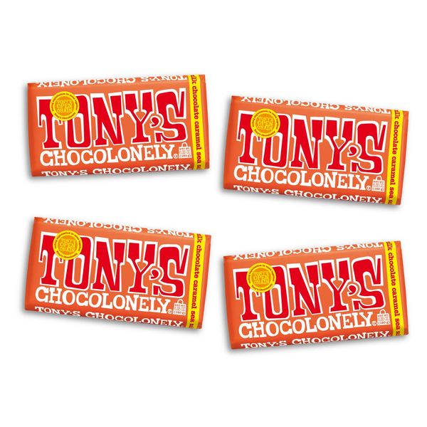 Tony's Chocolonely 32% Milk Chocolate Caramel Sea Salt Bars, 6.35 Oz, 4 Bars