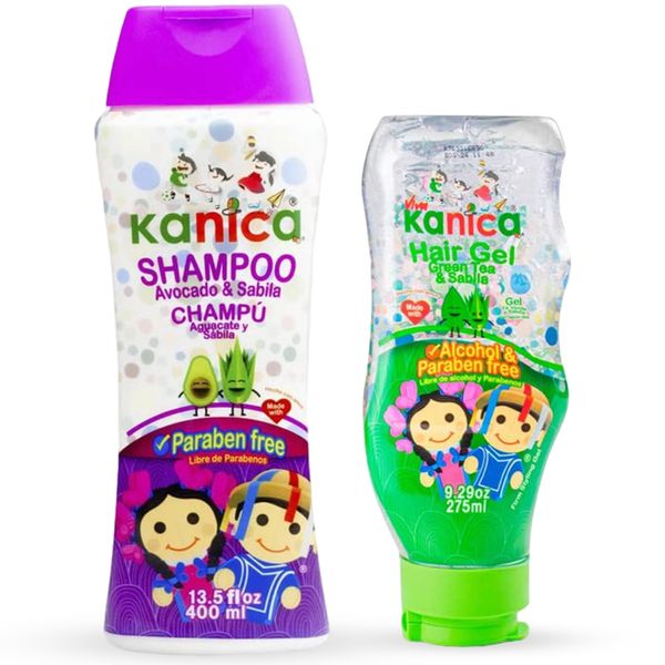 Kanica Aloe Vera & Avocado Hair Care Kit - 13.5oz Paraben-Free Shampoo + 9.29oz Alcohol-Free Hair Gel - Nourishing Hair Products For Kids & All Hair Types - Cruelty-Free & Harsh Chemical-Free