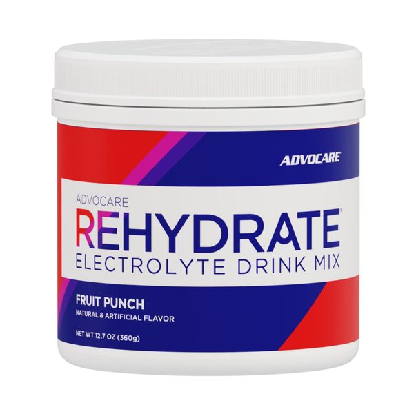 AdvoCare Rehydrate Electrolyte Drink Mix - Electrolytes Powder - Powder Drink Mix - Essential Amino Acids Supplement - Powdered Drink Mix for Water - Fruit Punch - 12.7 oz