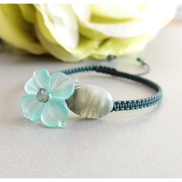 Mysterious &#39;Green Crystal Flower &amp; Green Rutile Crystal Knot Bracelet&#39;