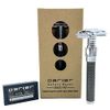 Parker Safety Razor, Parker 92R Graphite Gray, Long Handle Heavyweight Butterfly Open Double Edge Safety Razor for Men, 5 Parker Premium Platinum Double Edge Razor Blades Included