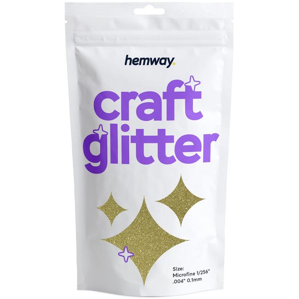 Hemway Craft Glitter Multi Purpose Flakes for Arts Crafts Tumblers Resin Epoxy Nails Wax Scrapbook Glass Schools Decorations - Sand Gold - Microfine (1/256" 0.004" 0.1mm) 100g / 3.5oz