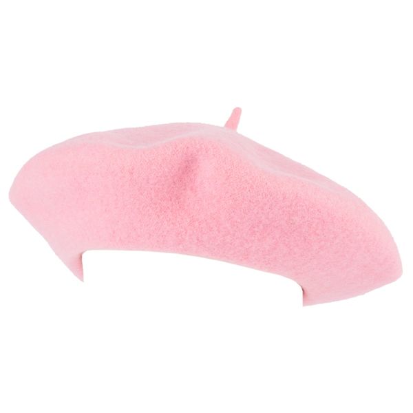 ZAKIRA Wool French Beret for Men and Women in Plain Colours (Pink)