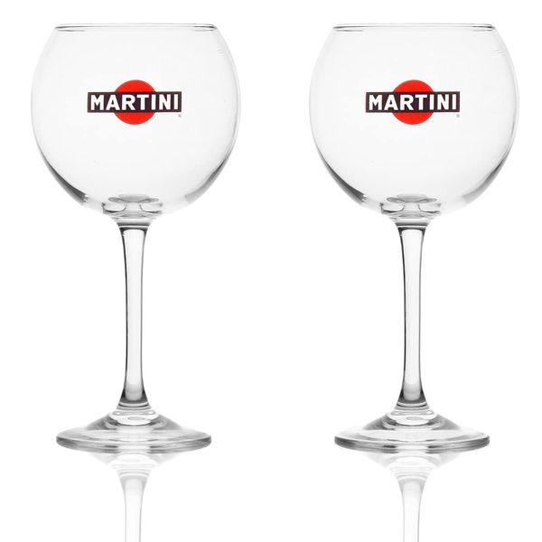 Martini Gin Glasses Balloon Glass with Logo Transparent Pack of 2