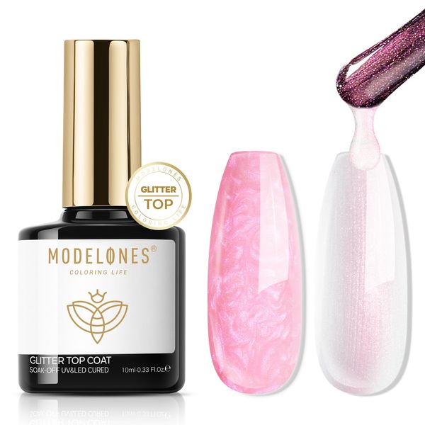 Modelones glitter gel top coat gel nail polish