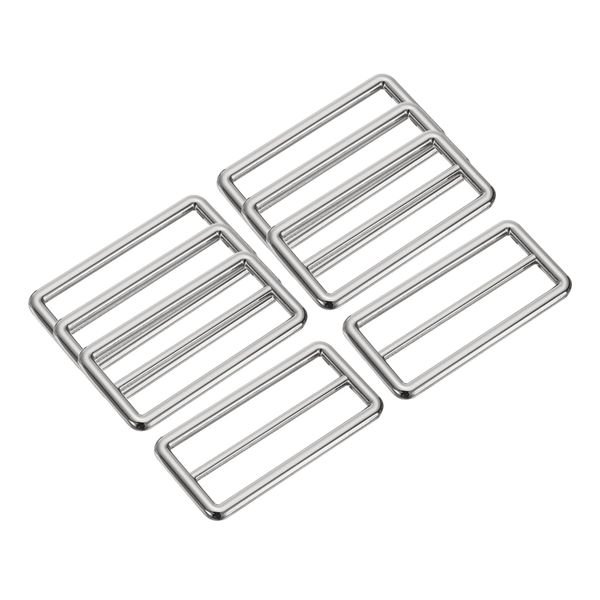 sourcing map 8Pcs Slide Buckle 2" Tri-Glide Slides Adjuster Webbing Strap Slider, Silver