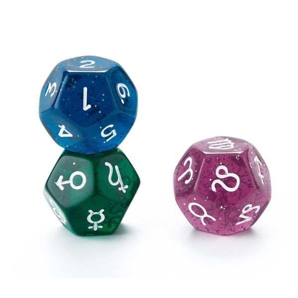 SmartDealsPro 3pcs Astrology Astrological Divination Zodiac Dice 12-Sided D12 for Constellation Tarot Cards Game Accessory (Color 1)