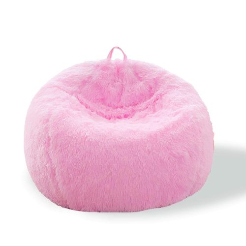 BCU Bean Bag Chairs for Kids and Adults Without Filler (Cover Only) Comfy Plush Fluffy Bean Bag Chair Cover Lazy Sofa Cover for Bedroom Living Room, Snow Pink