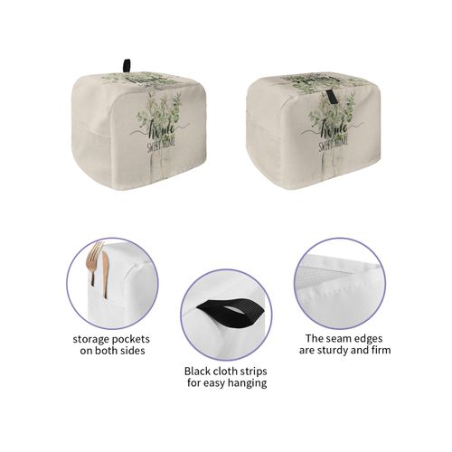 Toaster Dust Cover with Pockets, Rustic Spring Sweet Home Green Eucalyptus Leaves Beige Soft Washable 2 Slice Toaster Cover, Dust-proof Cover for Small Appliance Cover and Fingerprint Protection