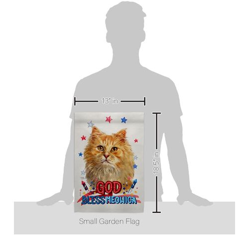 Breeze Decor Patriotic Ginger Long Hair Garden Flag Set Wall Hanger Cat Kitten Meow Spoiled Paw Fur Pet Nature Farm Animal Creature House Banner Small Yard Gift Double-Sided, Made in USA