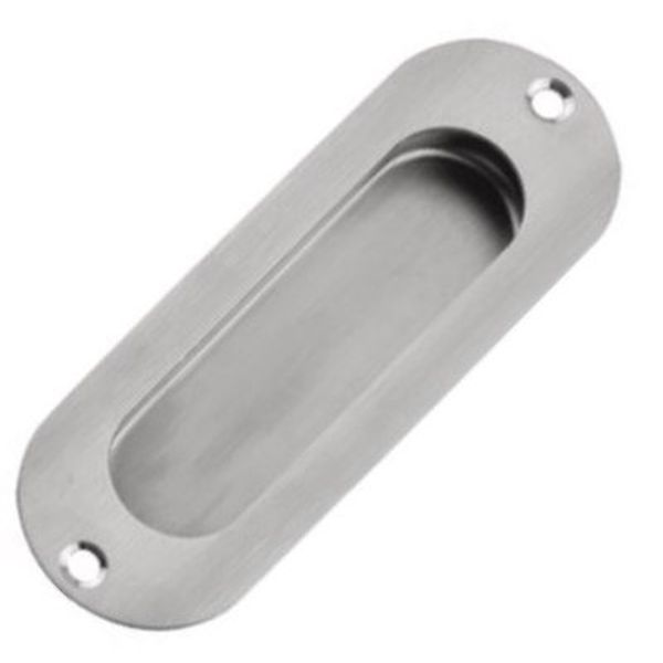 Flush / Recessed Pull Door Handle Oval - Satin Stainless Steel