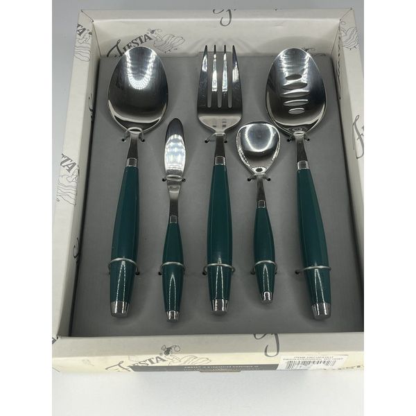 Fiesta Ware Retired Evergreen 5 Piece Hostess Set Flatware Utensils Serving