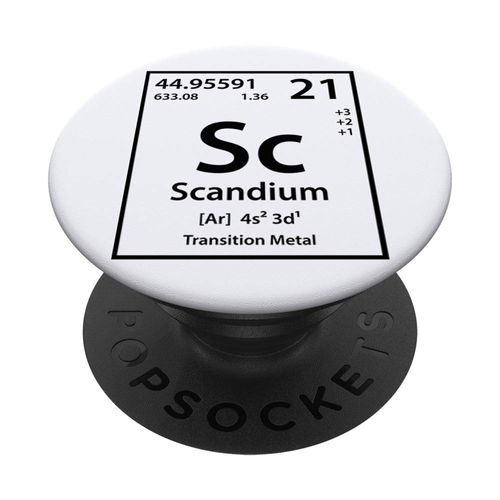 Periodic Tees Co. Scandium (Sc) Element Periodic Table Science and Chemistry White PopSockets Stand