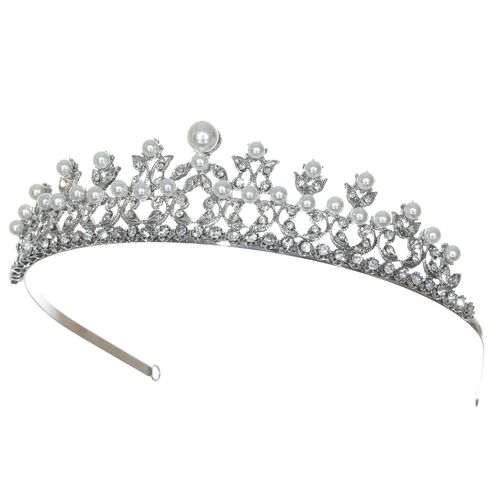 Bridal Floral Rhinestone Crystal Pearl Prom Wedding Tiara Crown T906