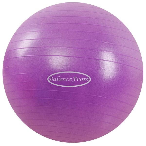 Signature Fitness Anti-Burst and Slip Resistant Exercise Ball Yoga Ball Fitness Ball Birthing Ball with Quick Pump, 2,000-Pound Capacity, Purple, 34-inch, XLL