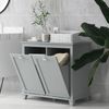 Bathroom Display Stand Tower w/Open Depot for Easy Use & Towel Cupboard, Gray