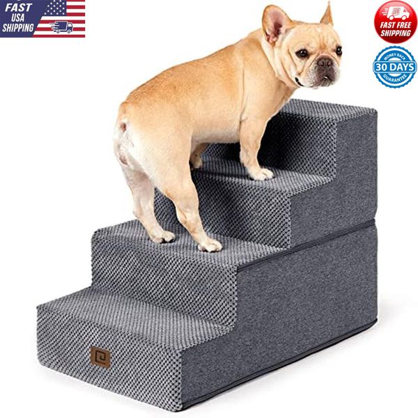 Dog Stairs 4-Step High Bed Non-Slip Pet Steps Small Cats Multi-Scene Foam Stable