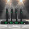 4 Channel Wireless Microphone System 4 Handheld Black Mic Karaoke DJ Singing