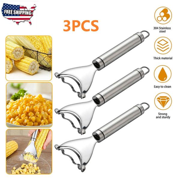 3x Corn Cob Peeler Stainless Steel Thresher Stripper Remover Kitchen Cutter Tool