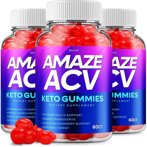 (3 Pack) Amaze Keto ACV Gummies Amaze Advanced Formula Shark Apple Cider...