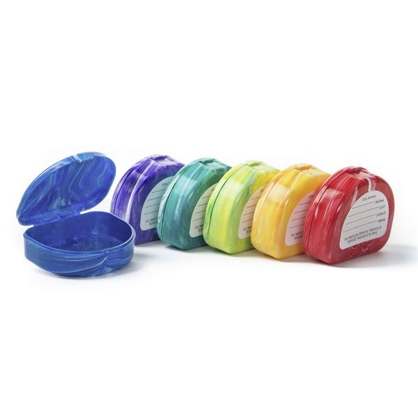 Marble Retainer Cases with Labels Assorted Colors - (Pack of 6)