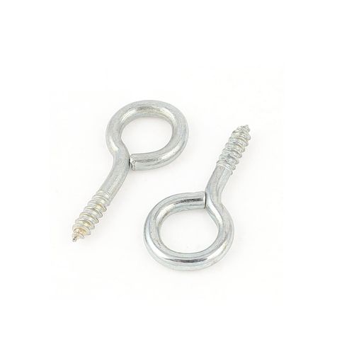 uxcell 10pcs Screw Eye Hook Self Tapping Screw Screw-in Hanger Eye Shape Ring Hook Silver 2.5mm x 24mm
