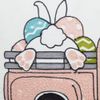 13 X 4 Pink and White Easter Easter Bunny Text Throw Pillow