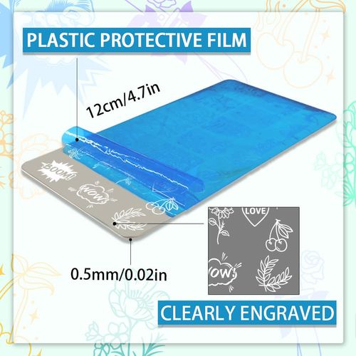 PH PandaHall 3pcs Comic Text Nail Stamping Plates, Retro Avatar Snake Rose Skull Nail Stamper Nail Art Stencils Print Nail Stencils Stainless Steel Nail Image Plates for Nail Art Design Manicure Salon