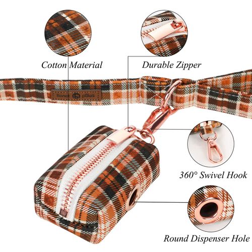 Lionet Paws Cute Dog Poop Bag Holder with Dog Poop Bag for Leash, Cotton Dog Bag Dispenser, Matching Dog Collar