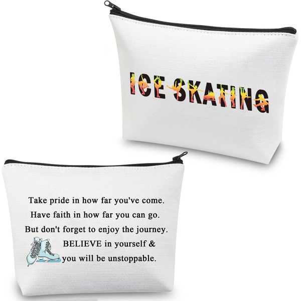 Ice Skating Gifts Makeup Bag Figure Skating Gifts Figure Skater Gifts for Girls Ice Skater Gifts for Women Cosmetic Bag Pouch (Ice Skating Makeup Bag)