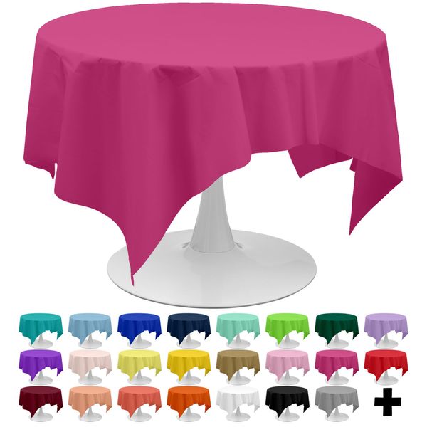 PARTY ULYJA Cerise Tablecloths Plastic 3 Pack Premium 84 Inches Disposable Table Covers Decorative Table Cloths for Round Dinning Kitchen Tables