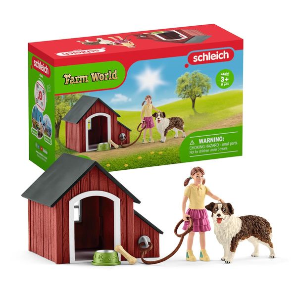 Schleich Farm World, Animal Toys for Kids, Dog Kennel with Dog Toy and Dog House 5-Piece Set, Ages 3+