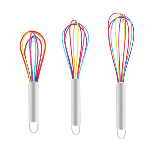 3Pcs Silicone Whisk Set Plastic Whisks Small Silicone Tipped Balloon Whisk Rainbow Whisk Colourful Mini Kitchen Whisk Non Stick Hand Whisk Manual Egg Stirrer Kids Whisk for Baking Cooking 8/10 /12Inch