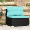 CHARMMA Patio Middle Sofa with Cushions Black Poly Rattan-314