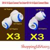 3X Push In Elbow + 3X Quick Connect Tee Union Fitting Water Filter 1/4-1/4