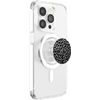 Black Silver Leopard Print PopSockets PopGrip for MagSafe