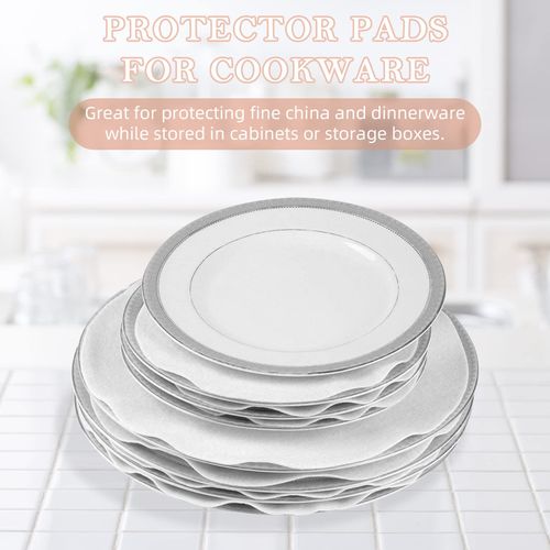 ReFeltidolom Thick Felt Plate Dividers, Set of 48 Plate Separators Round China Storage Dividers Dish Protectors White Felt Pads for Stacking China/Dish/Saucers, 10.5 Inch