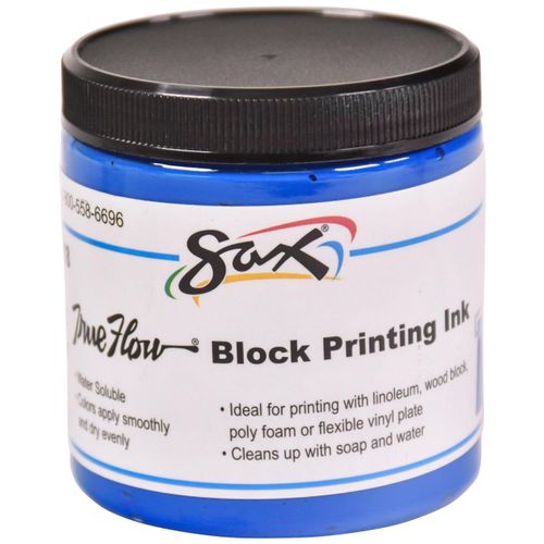 Sax 461918 True Flow Water Soluble Block Printing Ink - 8 Ounce Jar - Blue
