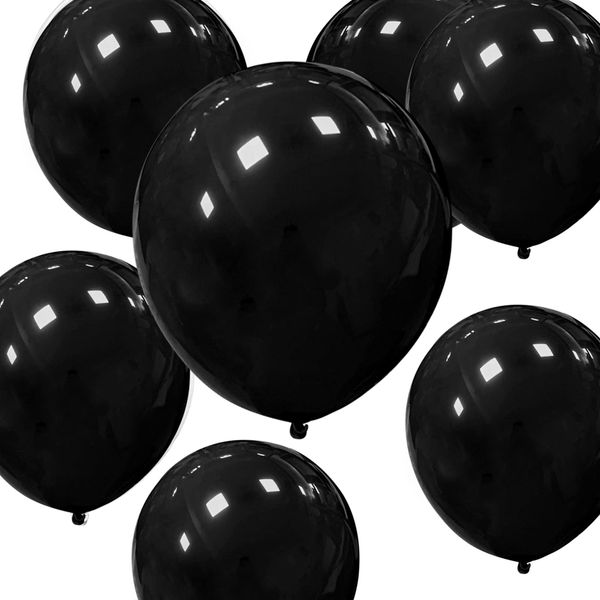 HYKJNBW Black Balloons 12 inch 50 pack Strong Thicken Latex Black Party Balloons for Halloween Birthday Decor Kids Party Weddings Events Decorations Accessories (Black Balloons, 50 PCS 12 inch)