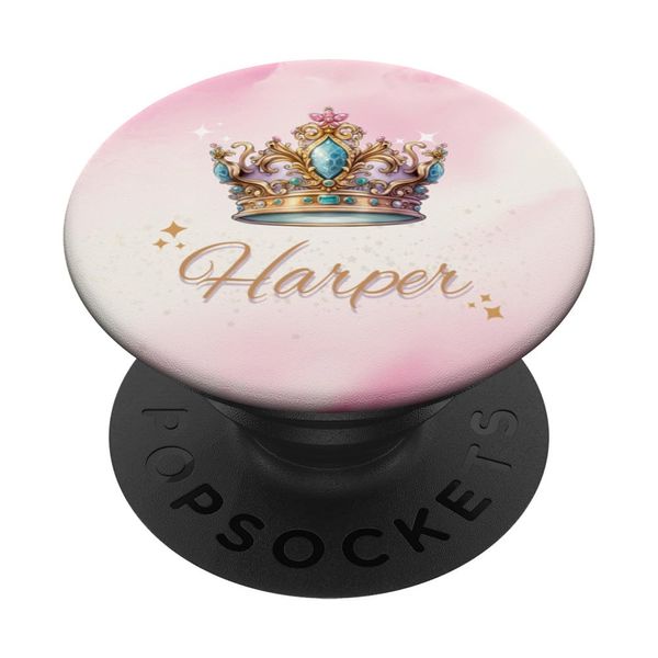 Personalized Girl's Custom First Name Harper With Crown PopSockets Swappable PopGrip