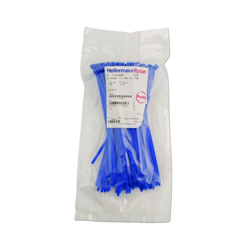 Connect 30296 Hellermann Blue Cable Tie 200mm x 4.6mm 100pc
